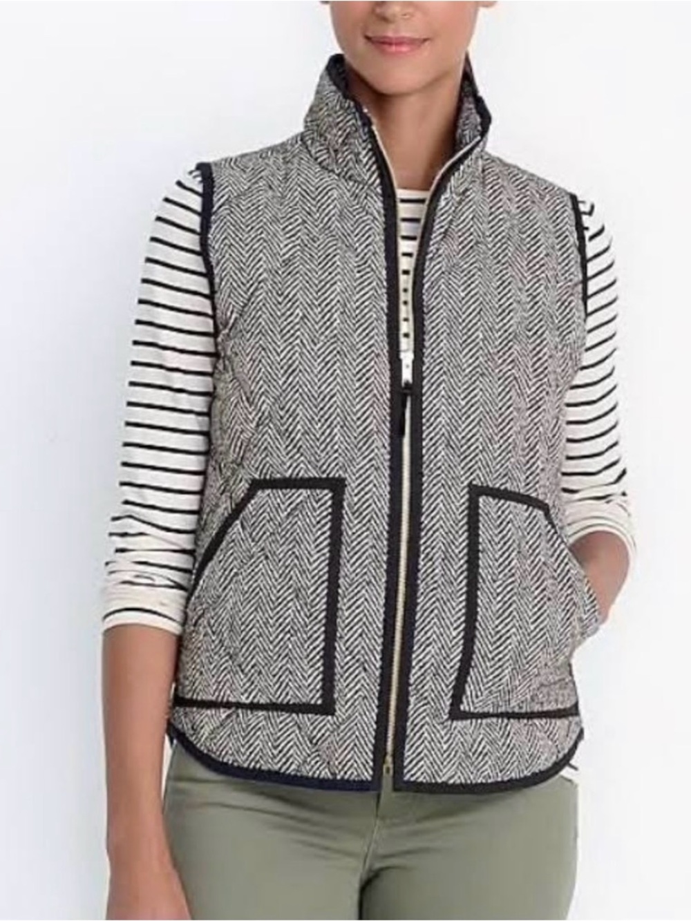 J Crew Herringbone Quilted Vest